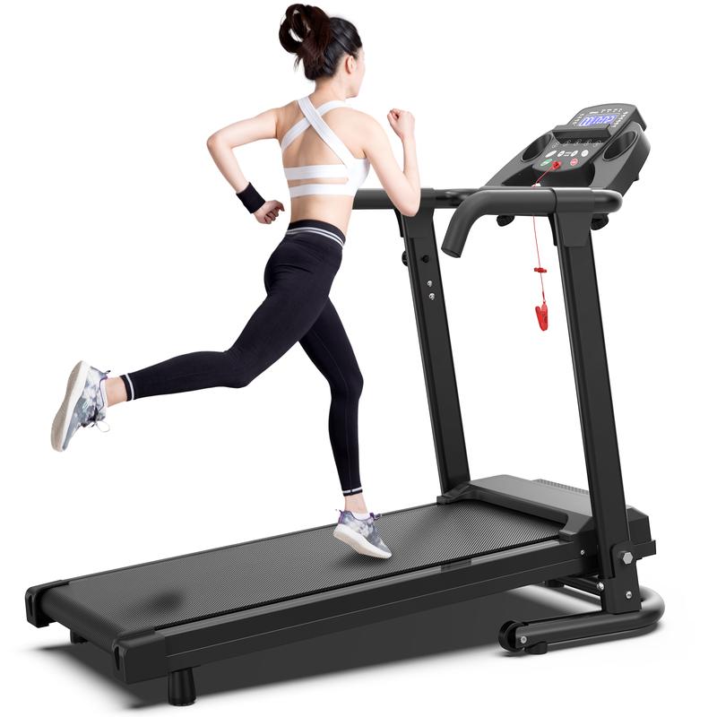 16% Incline Treadmill, Suitable for Home and Office Use, 2.5 HP 4-in-1 Portable Design, 300 lbs Weight Capacity, Supports App Control and LED Display Foldable Treadmill Mat for Fitness dual shock absorption