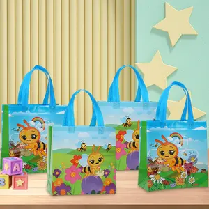 12-Pack/24-Pack Non-Woven Gift Bags with Honeycomb Pattern, Portable Handheld Pouches for Birthday Parties, Ideal for Gifts and Events