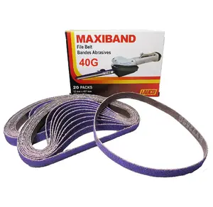 MAXIBAND File Belt Bandes Abrasives - Purple Sanding Belt 1/2 in x 18 INCH - Pack of 20 (Grit: 40G) - 31733