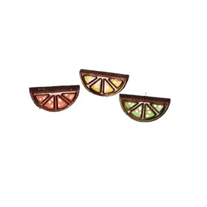 Doompop Summer Fruit Slice Wooden Stud Earrings - Orange, Lime, or Lemon - Elegant Design with Unique Shapes