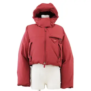 Pre-owned PRADA Cotton Small Leather Goods Triangle Logo 100% Down Jacket