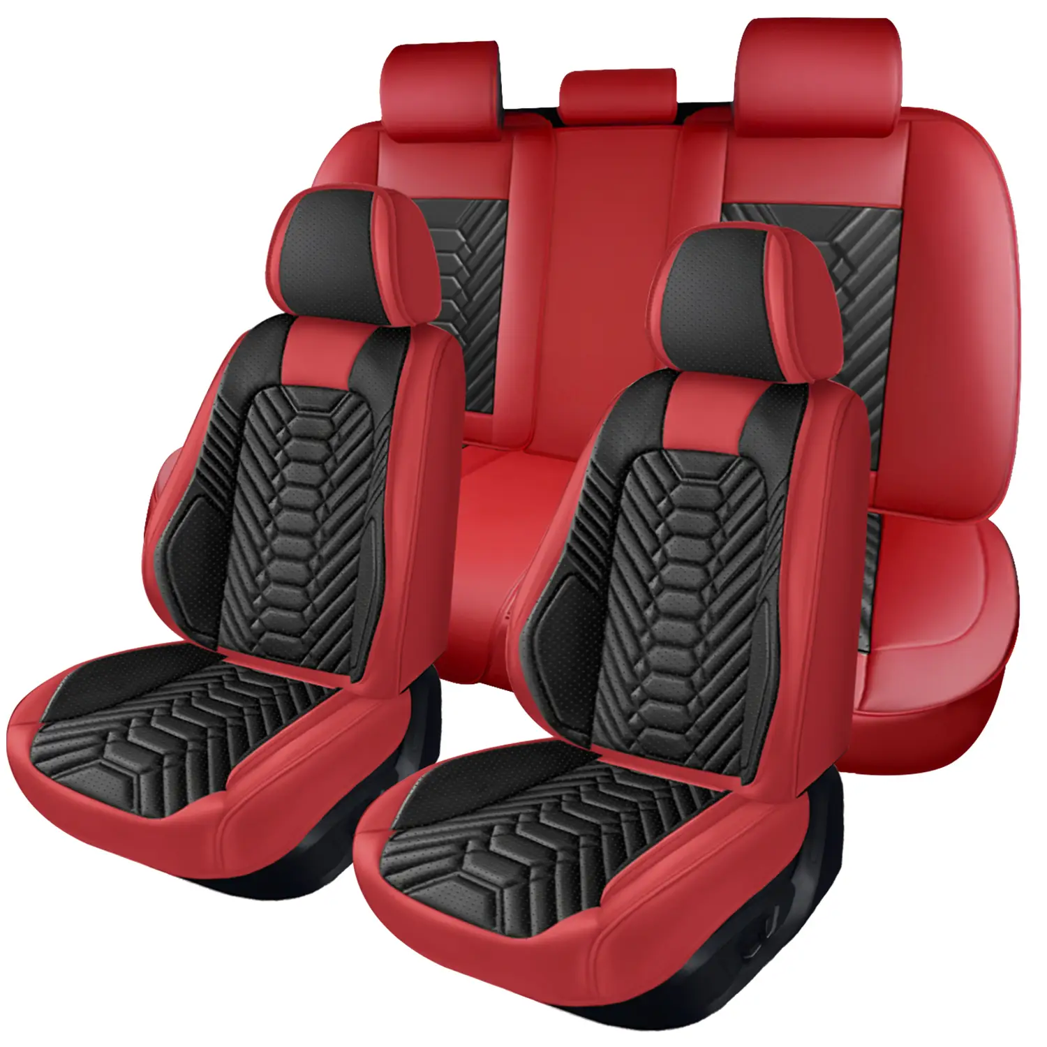 Arespark Luxury Leather Car Seat Covers Full Set Protectors, hot Stamp Breathable airbag Compatible for 5 Seats , Rear Bench Easy to Install, Universa