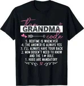 100% Cotton The Grandma Code Granny Grandparent Grandmother Funny T-Shirt