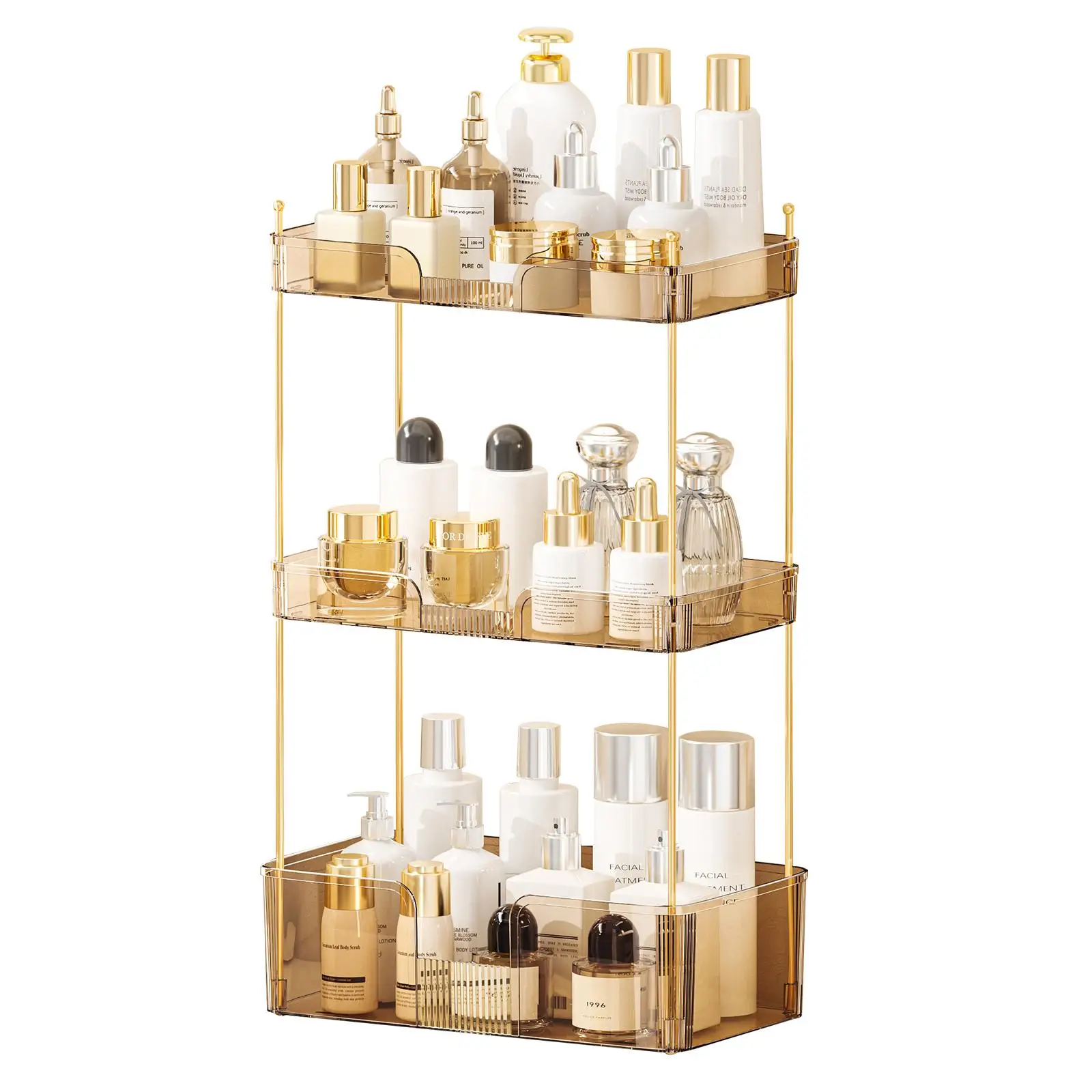 Anyask 2-3 Tier Cosmetic Makeup Organizer with Compartment, Large Drawer Multi-Purpose Cosmetic Storage Rack, Great Holder for Dresser, Bathroom, offi