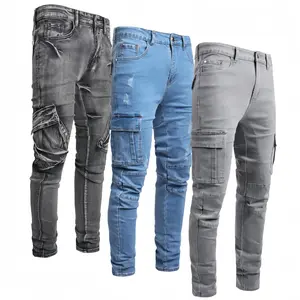 JUNBAOSS Men's Multi Pack Slim Fit Stretch Jeans Cargo Skinny Jeans for Men, with 6 Pockets Denim Fabric Menswear