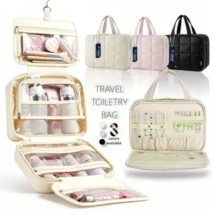Toiletry Bag Travel Bag with Hanging Hook, Water-resistant Makeup Cosmetic Bag Travel Organizer for Accessories, Shampoo, Full-size Container, Toiletries