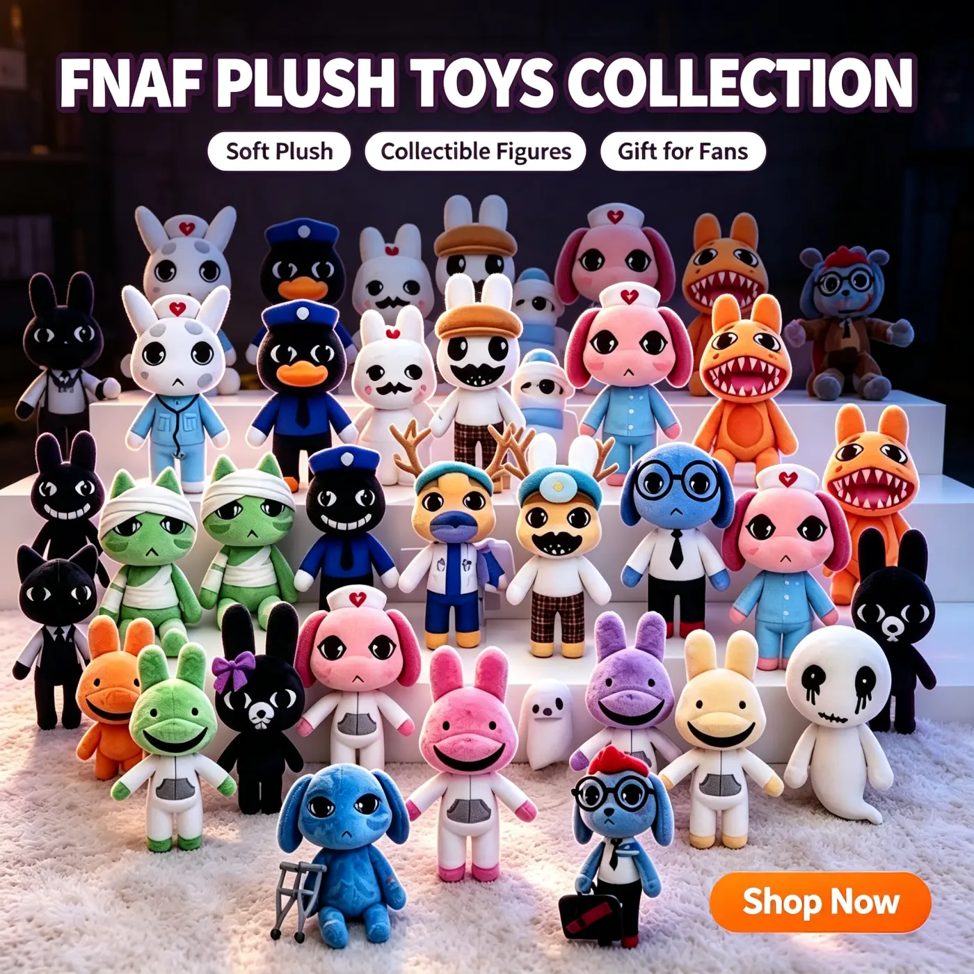 Full Set Roblox Animal Hospital Plush Toys, Creepy Cute Horror Game Stuffed Dolls Barney Anomaly Ratthew Liz Nurse Dog Duck Police Deer Doctor,  Soft Squishy Companion,cute girly gifts,stuffed animals