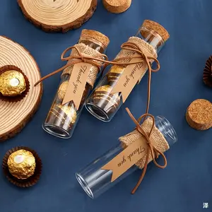 Cork Glass Bottle, Test Tube, Small Bottle, Transparent Candy Box, Wedding Candy Box, Suitable for DIY Souvenirs, Small Fresh Wishing Bottle