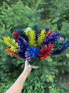 One Dozen Painted Pinecones Floral Arrangement Handpicked Pine Cones / 12 Assorted Colors