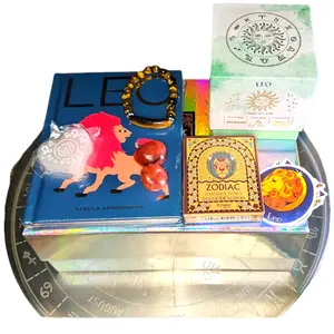 Leo Zodiac Book Kit ~ 9-Piece Set with Candle & Crystals (with Iridescent Magnetic Box intuitive pick
