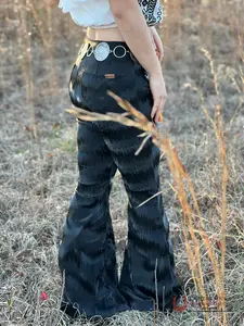 ROCK&ROLL Black Disco Pattern Flare Jeans RRWD7PR0FM