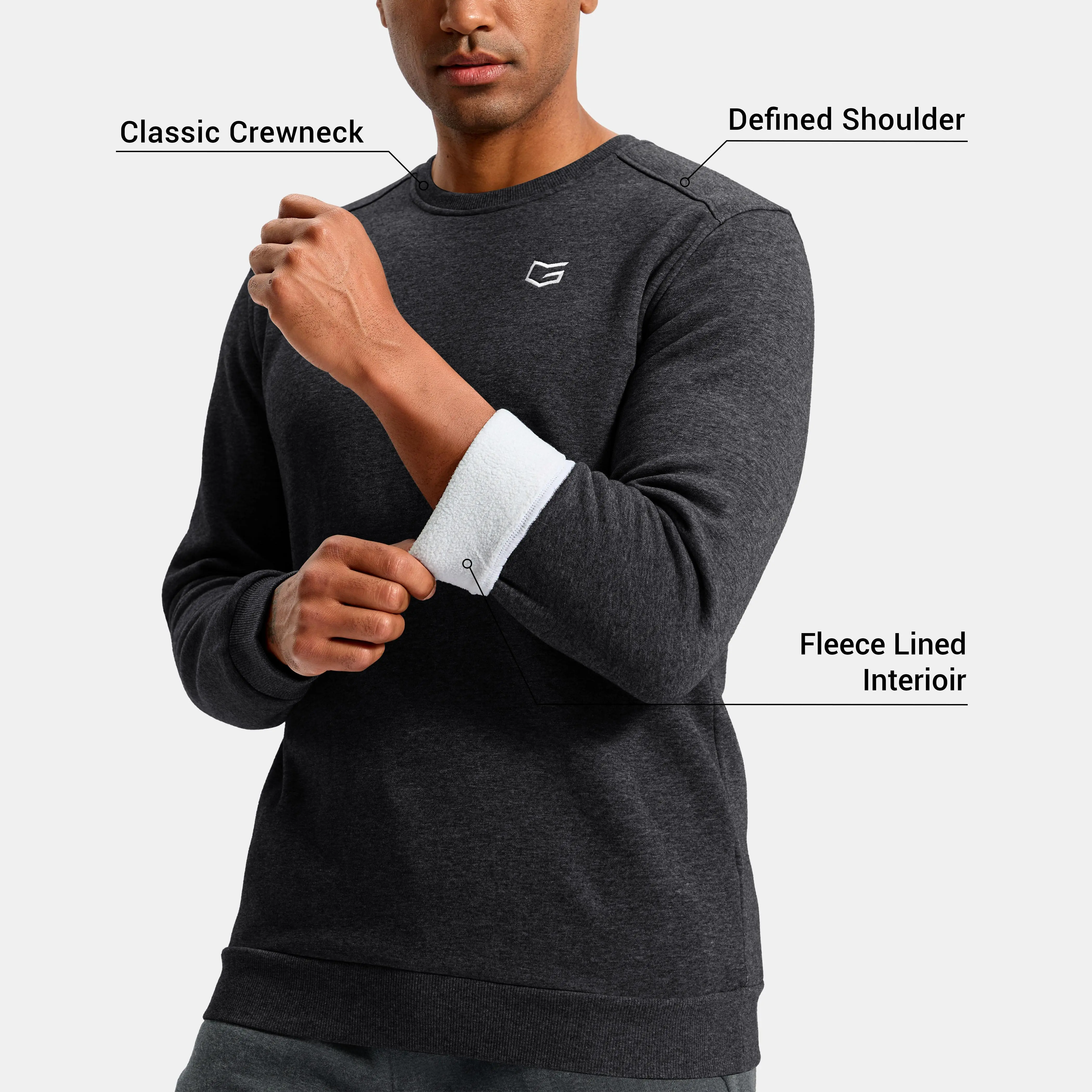 G GRADUAL Men's Fleece-Lined Sweatshirt, Midweight Cotton-Blend Crewneck Pullover, Breathable Casual Top for Athletic Workouts, Casual Fashion Breathable, Casual Streetwear Sweatshirt, Longsleeves