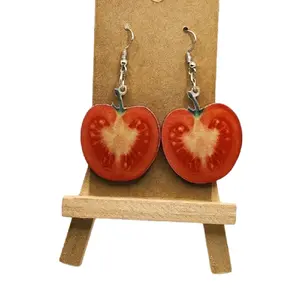 Tomato Earrings - Playful Red Hook Earrings for Stylish and Fun Outfits Lightweight & Comfortable Unique Quirky Jewelry