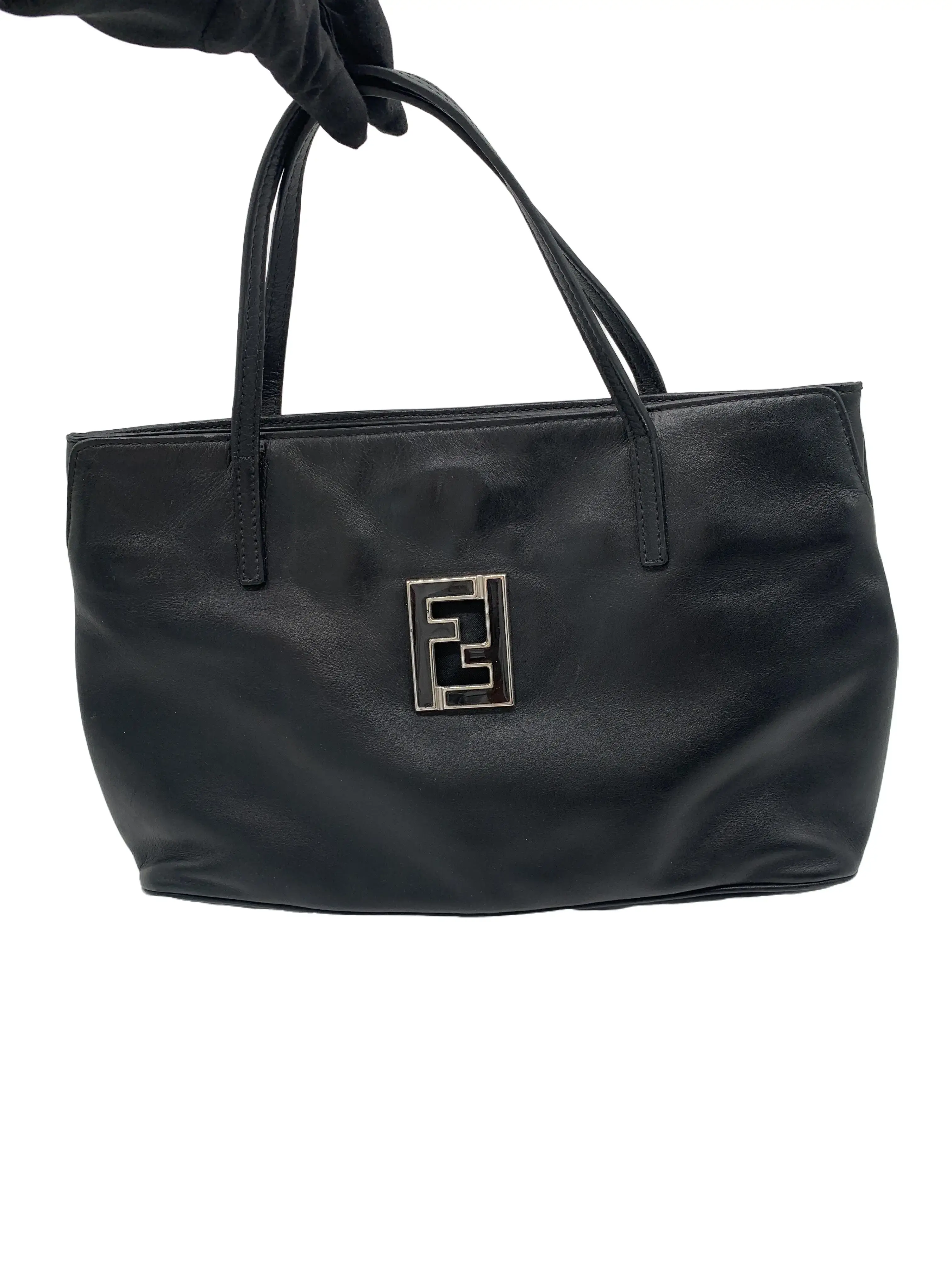 Pre-owned FENDI Vintage Black Double F Logo Hand Tote Bag/WJ07125334/5334