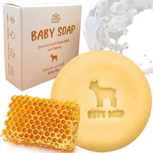 Organic Baby Soap Bar with Goat Milk and Honey - Natural Cold Process Soap for Sensitive Skin, Handmade in USA, Hypoallergenic, Gentle Cleanser