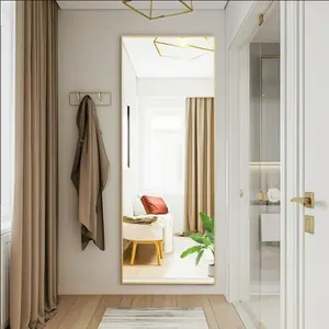 71"x26" High-Quality Full Length Mirror, Aluminum Alloy Frame Ensures Stability, Standing Design for Bedroom, Gold