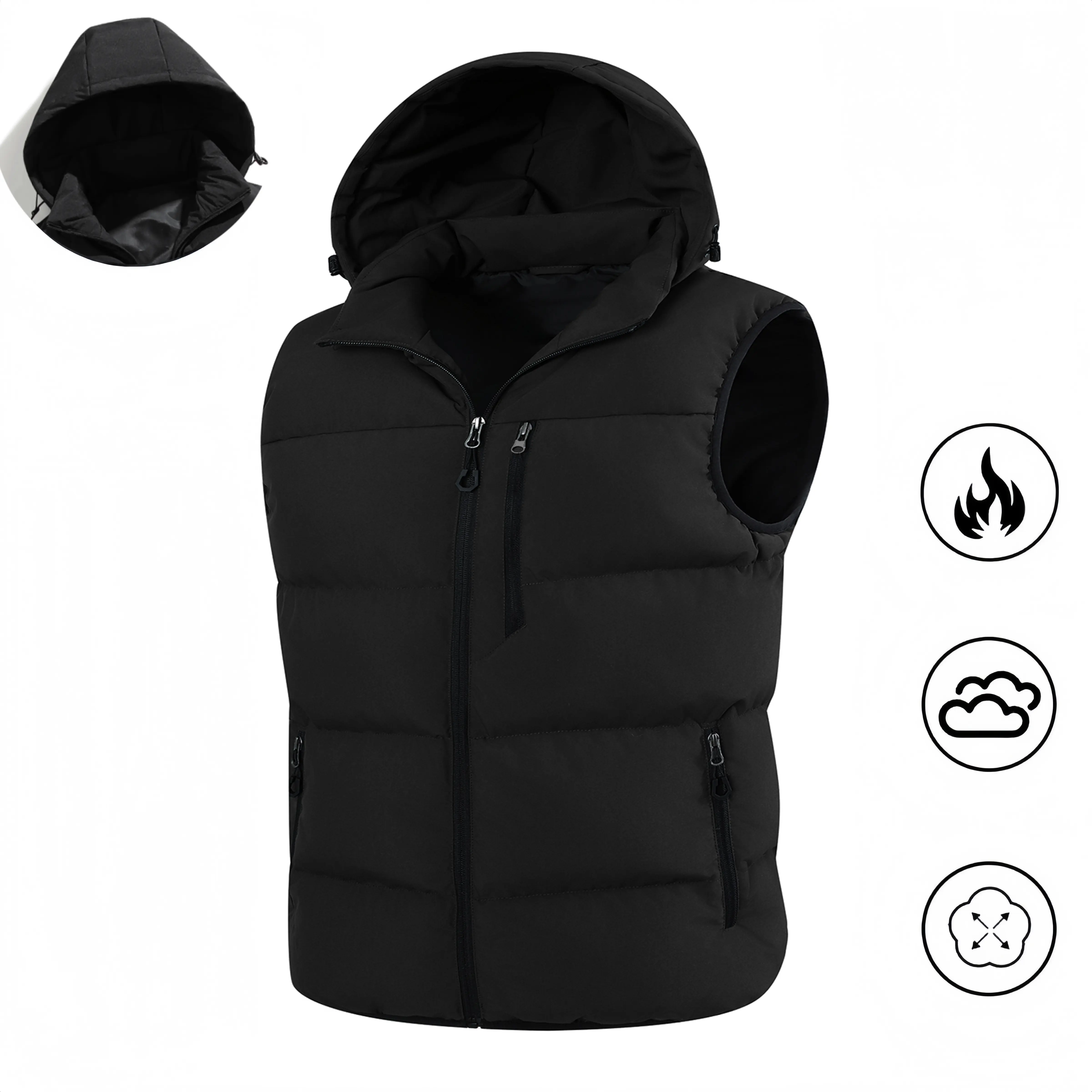Men's Fashion Warm Padded Vest, Trendy Stand Collar Zip Up Quilted Sleeveless Jacket, Windproof Winter Casual Outerwear, Versatile Daily Winter Layering Mens Gilet