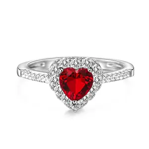 Jeulia Halo Heart Cut Sterling Silver Ring Sterling Silver Zircon Engagement