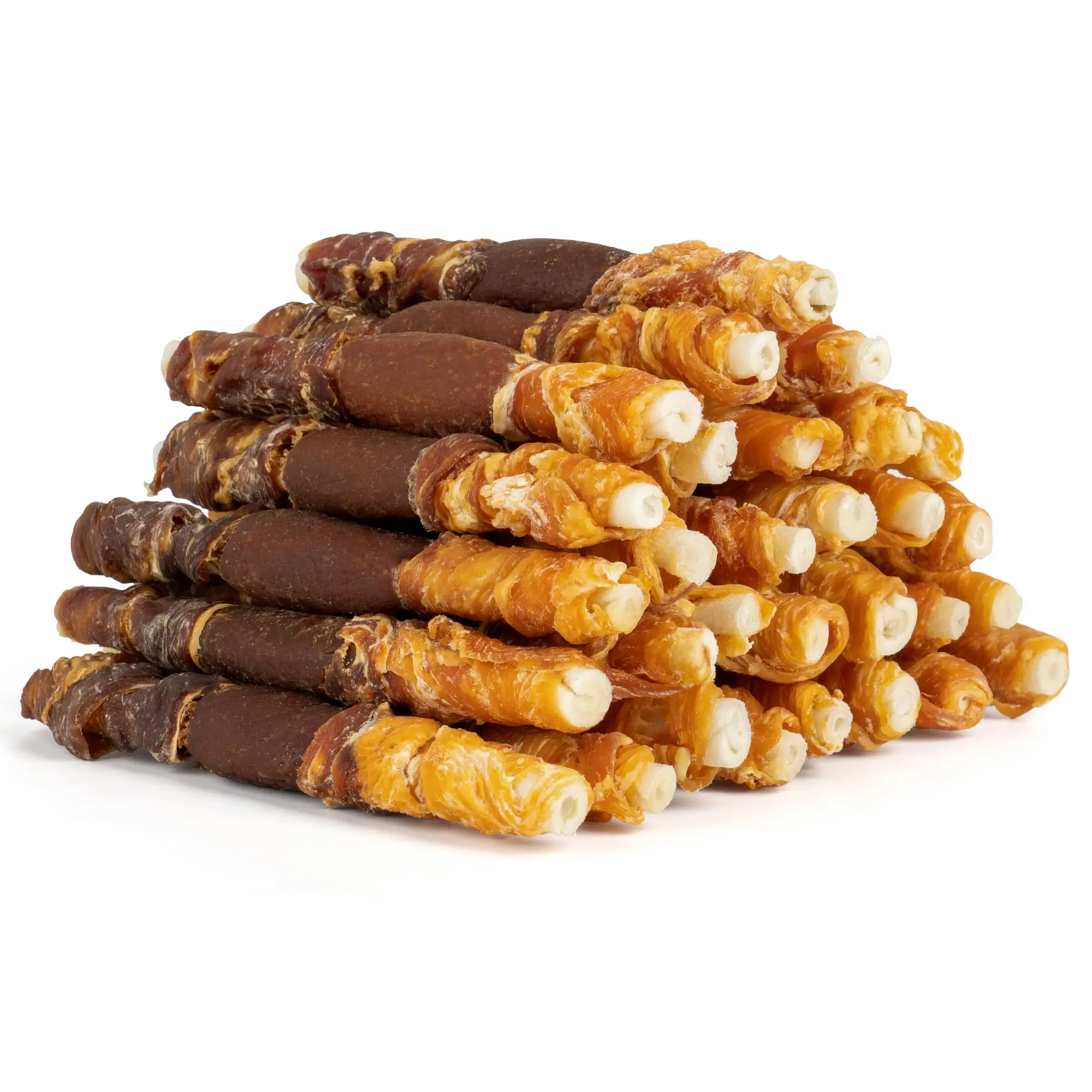 MON2SUN Triple Flavor Rawhide Dog Treats, 5 Inch Chicken Liver Duck and Chicken Wrapped Rawhide Snacks for Small and Medium Dogs