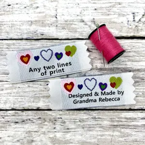 Name Maker Hearts Woven fabric labels for sewing knitting crocheting and quilting