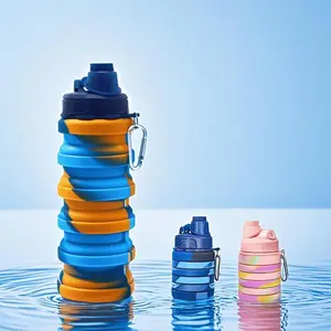 Foldable Silicone Sports Water Bottle, 1 Count Portable Large Capacity Water Bottle, Outdoor Sports Bottle for Travel Camping Hiking Cycling