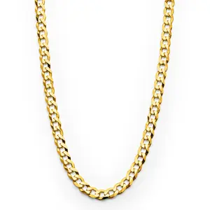 Men's 14K Gold over Sterling Silver Italian Curb Chain 4MM 16" 18" 20" 22" 24" 30"