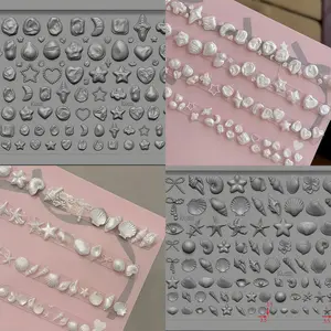 Artistic Nail Art Mold, Fish Line Pearl Bowknot Ocean Shell Gem Bead Chain, 3D Nail Jewelry Silicone Mold, Essential Tool for Nail Artists