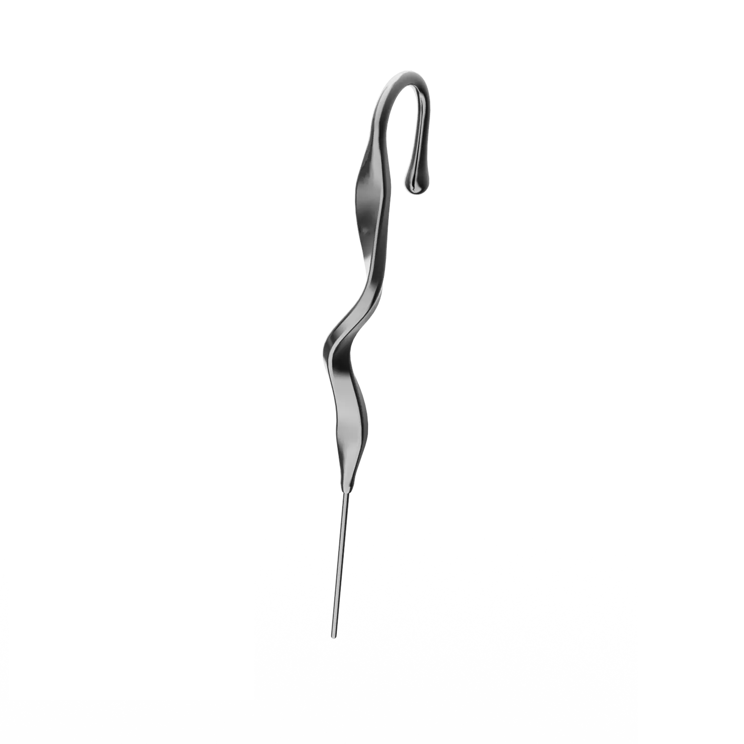 Oreylo Unisex Fit Twisted Helix Hook Type Earrings - Rhodium Plated, 2.95 Inches, 2.8 - 5.6G, One-Size Statement Piece, Adjustable, Comfortable, No Helix Piercing Needed