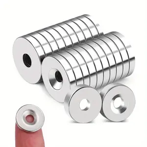 32 Piece Neodymium Rare Earth Magnets with Countersunk Holes, 0.63 Inch Strong Discs, Includes Screws for Crafts, Woodworking, Kitchen Organization
