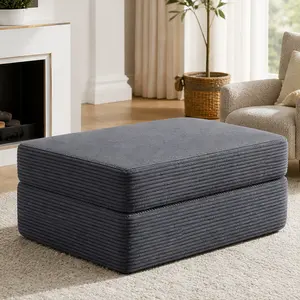 ARCH Modular Grey Corduroy Ottoman - 29.00w x 35.00d x 16.00h in, 23.00 lb, Spring Padding, No Assembly, All Seasons, DIY Modular Design, Fabric/Foam+Spring Material, Comfy Footstool for Living Room, Apartment