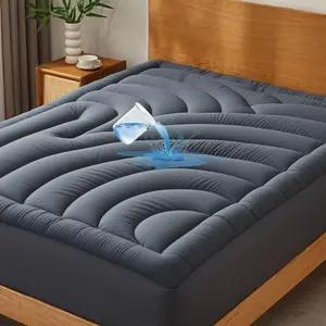 Mattress Pad , Quilted Fitted  Mattress Topper, Five-Layers Noiseless Mattress Protector Cover with 8"-21" Deep Pocket, Machine Washable, Grey, 60x80