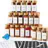 DWTS Danweitesi 36-Pcs Lead-Free Thick Glass Spice Jar Set - 4 Oz Square Kitchen Storage Canisters with Bamboo Lids, 180 Labels, Funnel, Chalk Pen, Waterproof, Dishwasher Safe for Cooking, Gifting