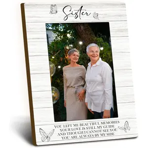 Sister Memorial 4x6 Picture Frame, Memorial Gifts for Loss of Sister Wooden Picture Frame, Loss of SisterSympathy Gift, You are Always by My Side Decorative Photo Frames for Table Desk