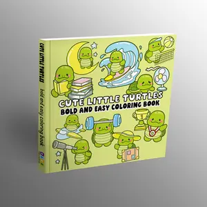 Adult Coloring Book - Turtle Theme, Bold Easy-to-Color Pages, Stress Relief Art Sketchbook for Adults, Office Stationery Art Supply, Adult Coloring Books