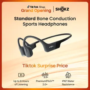 SHOKZ OpenRun - Open-Ear Bluetooth Bone Conduction Sport Headphones, Sweat Resistant Wireless Earphones for Workouts and Running, Built-in Mic