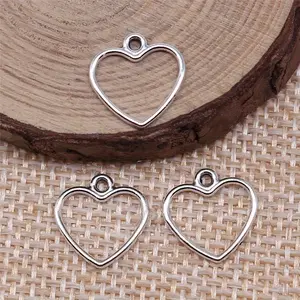 40pcs/package Peach Heart Hollow Heart Heart Border Pendant, Hollow Heart Pendant, Bracelet Necklace Jewelry Making Accessories