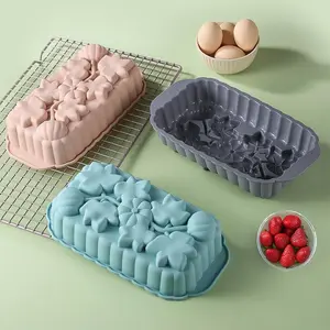 Flower Pattern Long Rectangle Toast Baking Pan Silicone Cake Mold High Temperature Resistant Large Capacity Ice Cube Tray