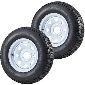 ST205/75D14 Nylon-Enhanced Tire & 14-in Rim Assemblies (2-Pack), 5 Lug on 4.5-in, Load Range C, DOT-Approved, No Assembly Required, for Landscaping, Campers, Horse Trailers