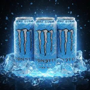 Monster Energy Ultra Blue Energy Drink 4 Pack 16 fl oz Cans Zero Calories Citrus Flavor for Workouts Parties Sport Beverage Sugar