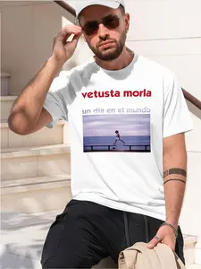 vetusta morla un dia en al mun 2026 new model Black/White Tee Stylish & Comfortable Loose Crew Neck Short Sleeve T-shirts Versatile On Trend Eye Catching Printed Graphic Casual Tee for Daily Wear