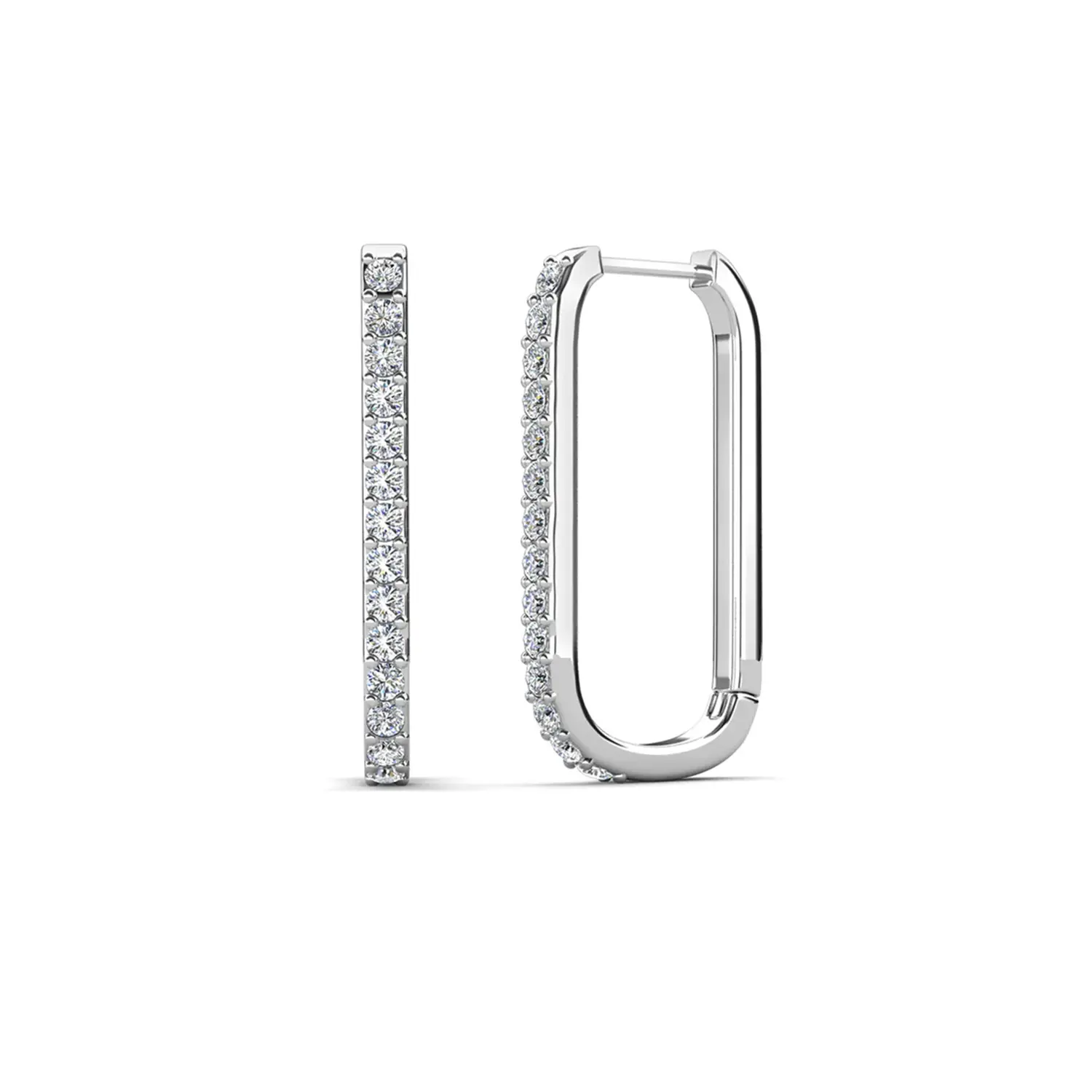 Nadia 18 Karat White Gold Plated Earring Hoops, Artificial Gemstone Jewelry with Latch Back Closure Nadia 18 Karat White Gold Plated Earring Hoops, Artificial Gemstone Jewelry with Latch Back Closure