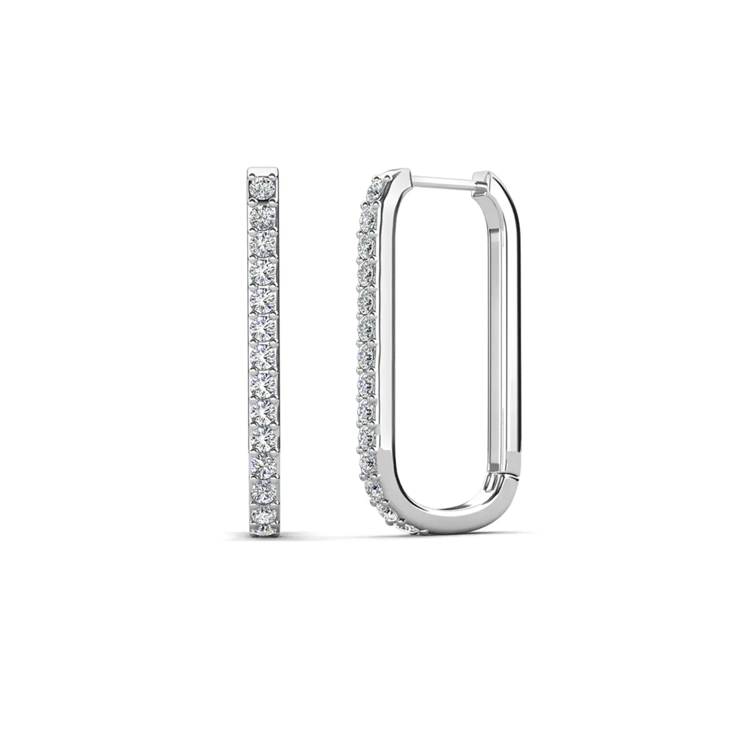 Nadia 18k White Gold Plated Hoop Earrings