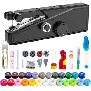 Sewing Kit Mini Portable Sewing Machine for Beginners DIY Handcrafted Fabric Quick Clothing Repairs and Hole Patches Home Travel Ready Patchwork Dimensions: 8.1 inches × 2.7 inches × 1.3 inches (Note: Suitable only for thin fabrics; accessory color is ran