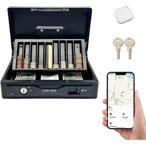 Box with  Tag have   box with  tray and Lock, box for   Saving, Metal Lock box for Business  Travel Secure Storage (Portable, Anti-)