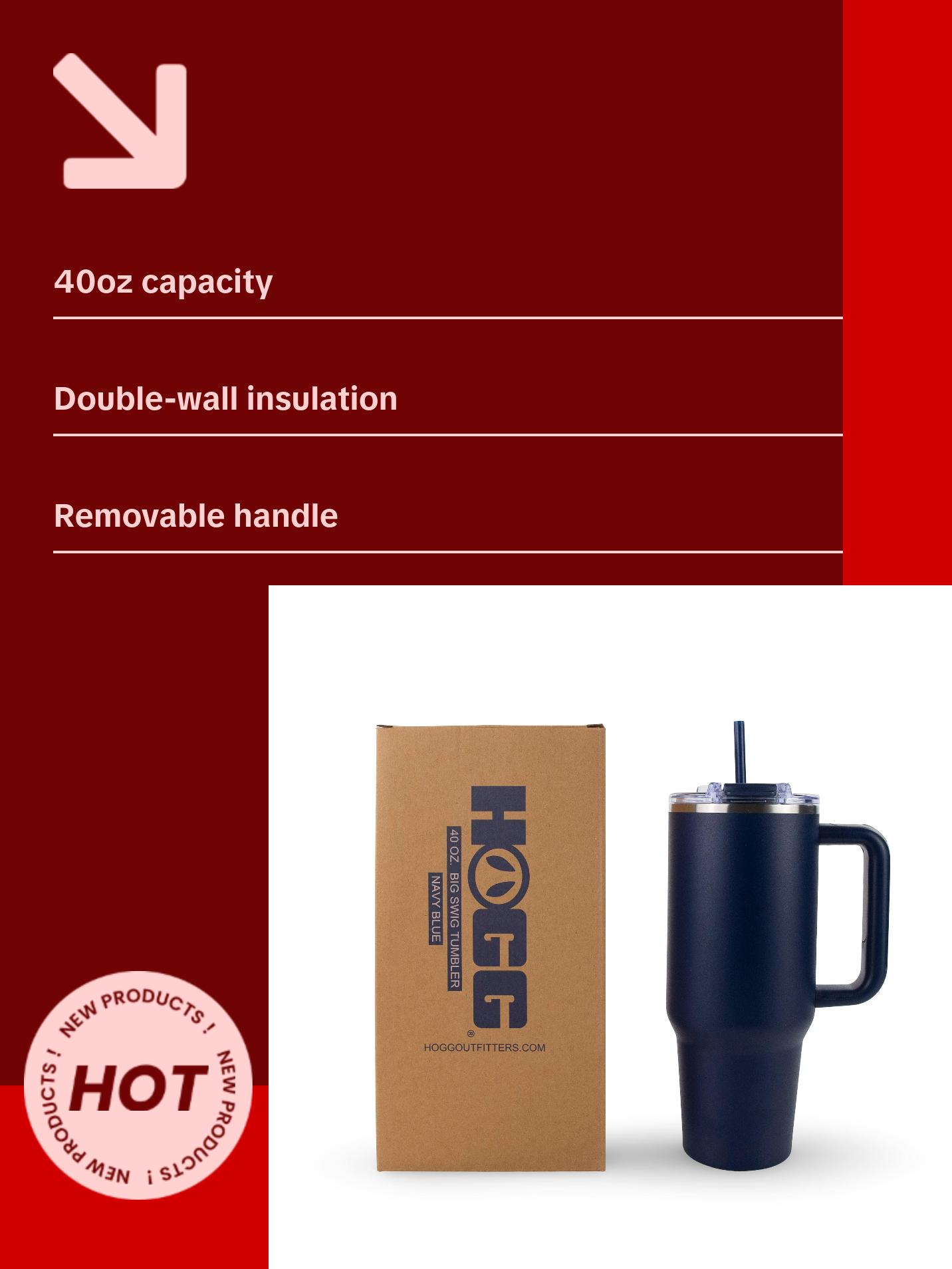 40oz Big Swig Handle Tumbler - Dual Function Lid - Matching Color & Clear Straw & Straw Cleaner