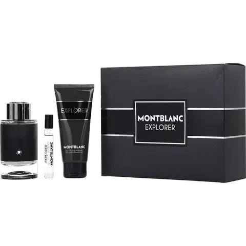 Mont Blanc Explorer Set-Eau De Parfum Spray 3.3 Oz & Shower Gel 3.3 Oz & Eau De Parfum Spray 0.25 Oz Mini For Men
