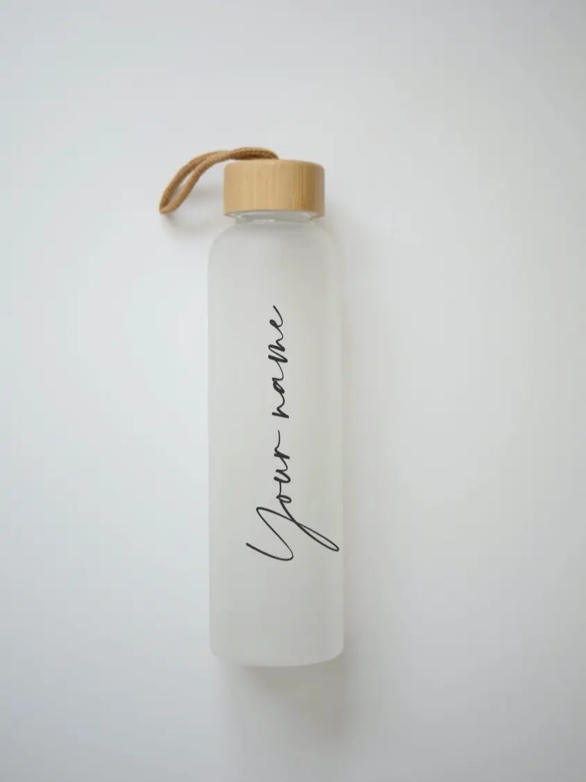 PERSONALIZED FROSTED GLASS WATER BOTTLE