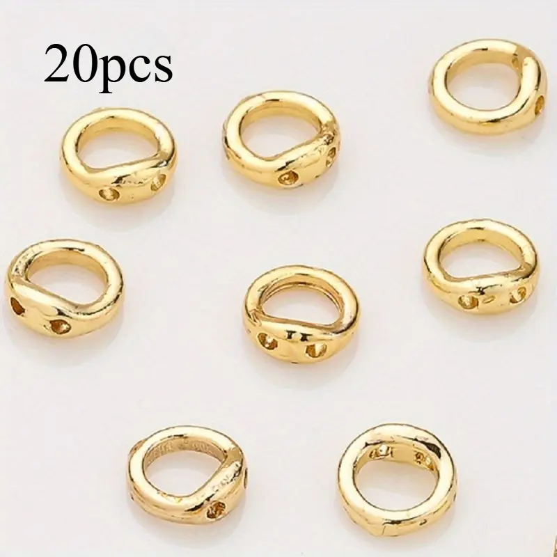20pcs Elegant Double Hole Linking Circles Golden Copper Sophisticated Craft Round Connector Rings with Two Holes for Bracelet Necklace Earrings DIY Jewelry Assembly