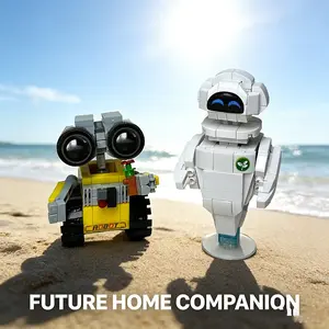 Wall-E and Eve 3D Model Building Kit, Brick, Moderate Difficulty, Fun DIY Craft, Home Decor & Collectible, Perfect Desktop Atmosphere
