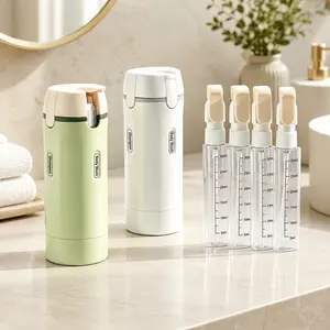 4-in-1 Portable Refillable Toiletry Bottle Set, Twist-Lock Leak-Resistant Compact Pump Dispenser for Home Supplies, Storage Bottles & Jars, Daily Use & Business Trips